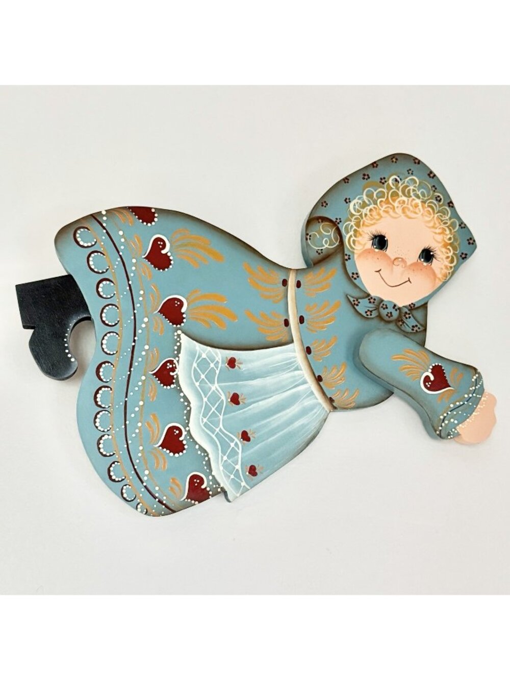 Vintage Folk Art Wooden Girl Wall Hanging Country Farmhouse Decor